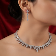 Premium 925 Silver Necklace & Earrings Set for Women